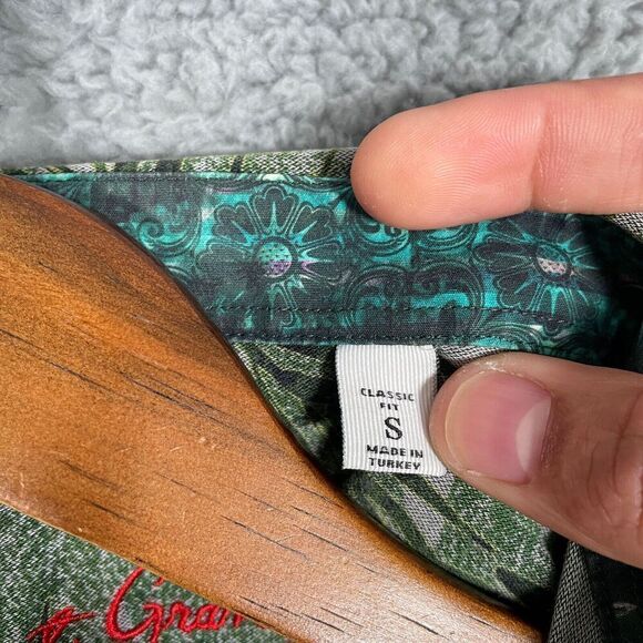 Robert Graham Tropical Leaf-Print Sport Shirt Short Sleeve Small Green - Picture 4 of 9